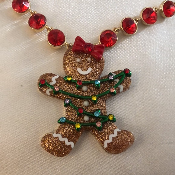 Betsey Johnson Jingle Bell Bling Gingerbread Tangled In Lights Pendant Necklace - Picture 8 of 12